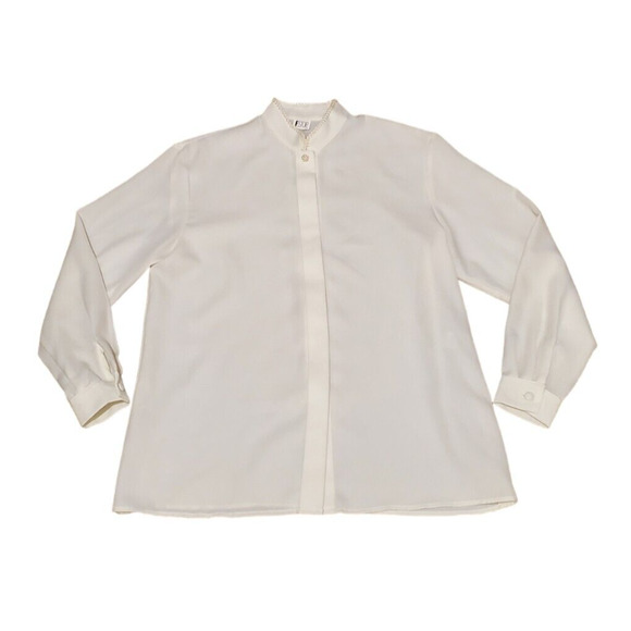 Vtg F Stop Button Down Blouse Shirt Long Sleeve Cottagecore Modest Women Medium - Picture 1 of 4